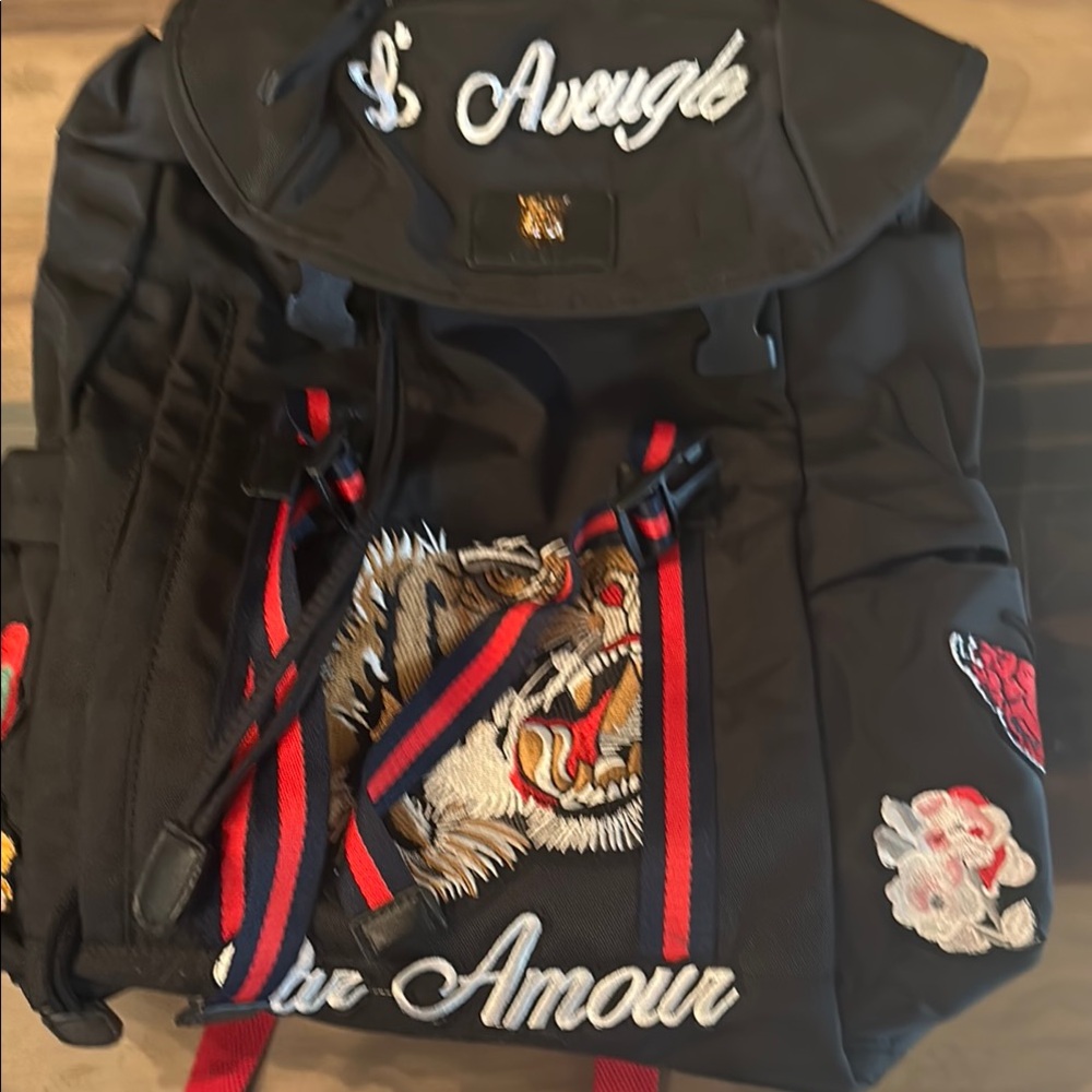 Black Embroidered Backpack